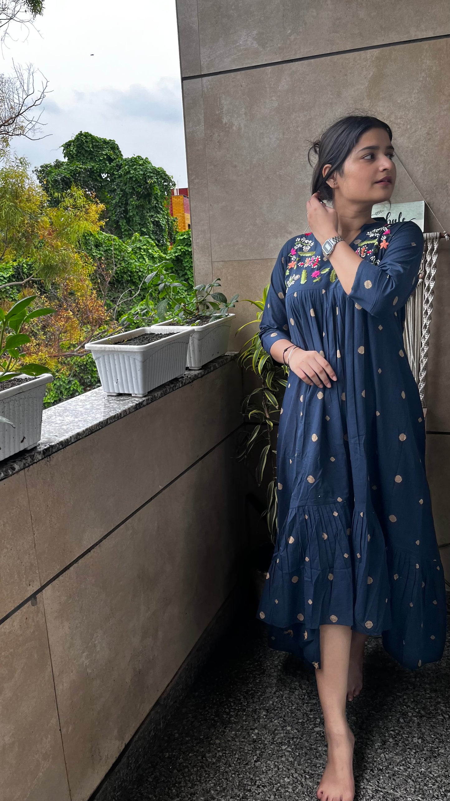 Alia high Low pattern dress
