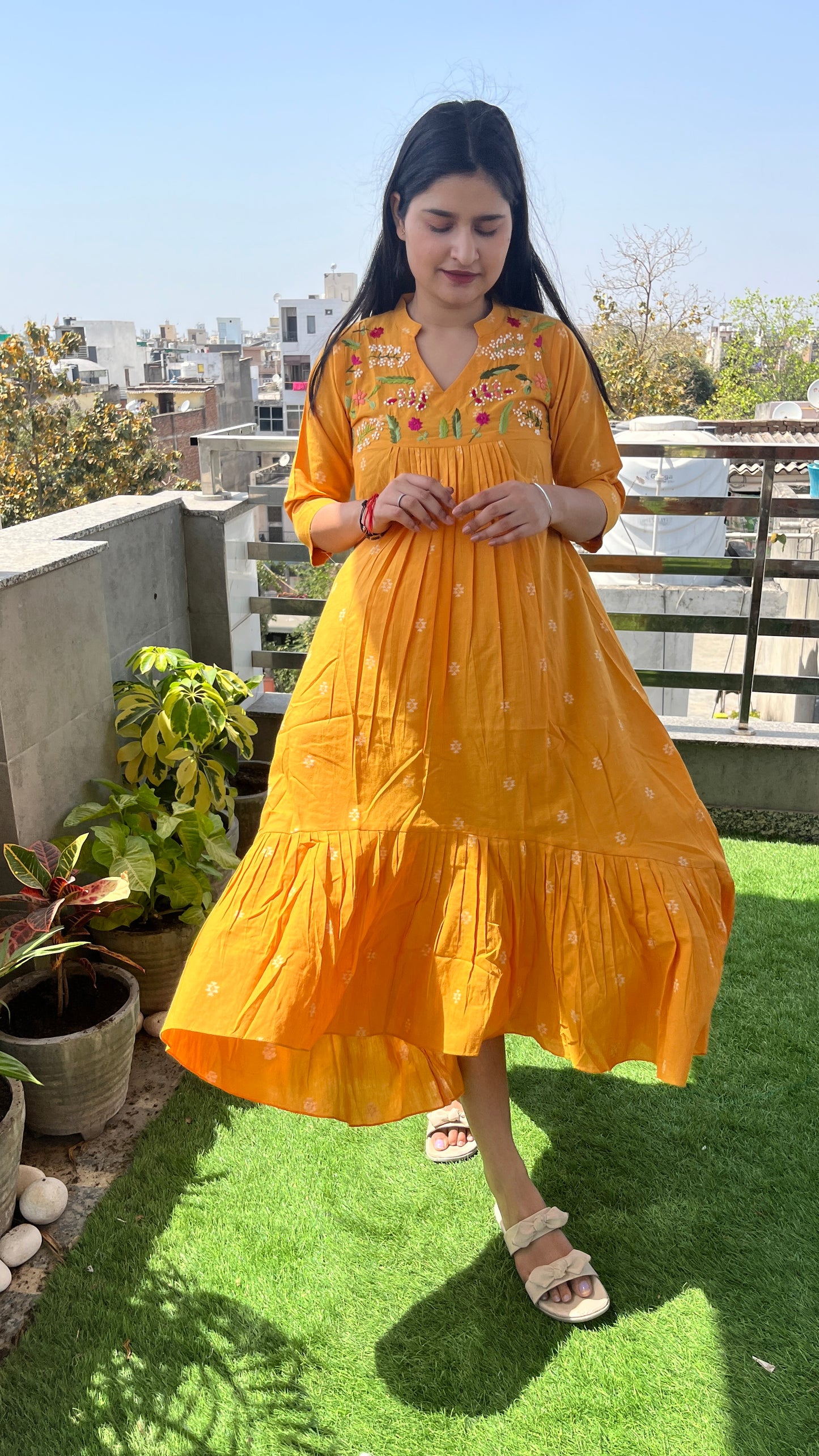 Alia high Low pattern dress