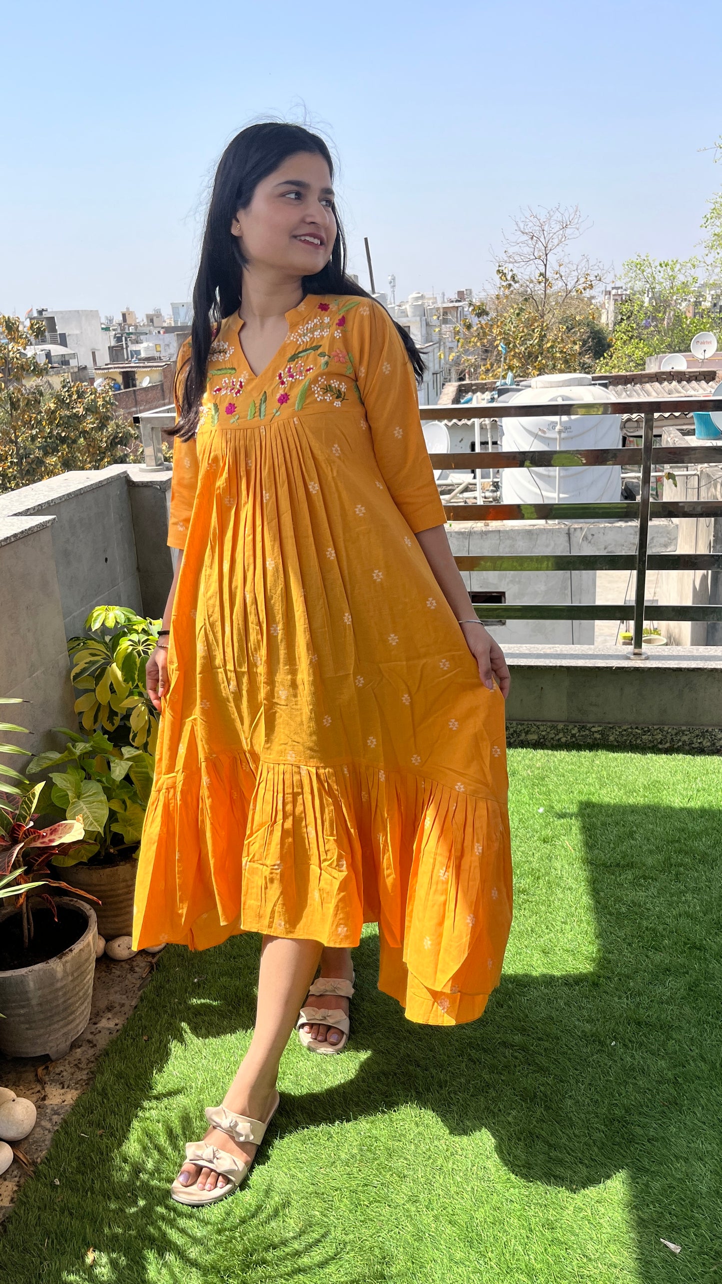 Alia high Low pattern dress