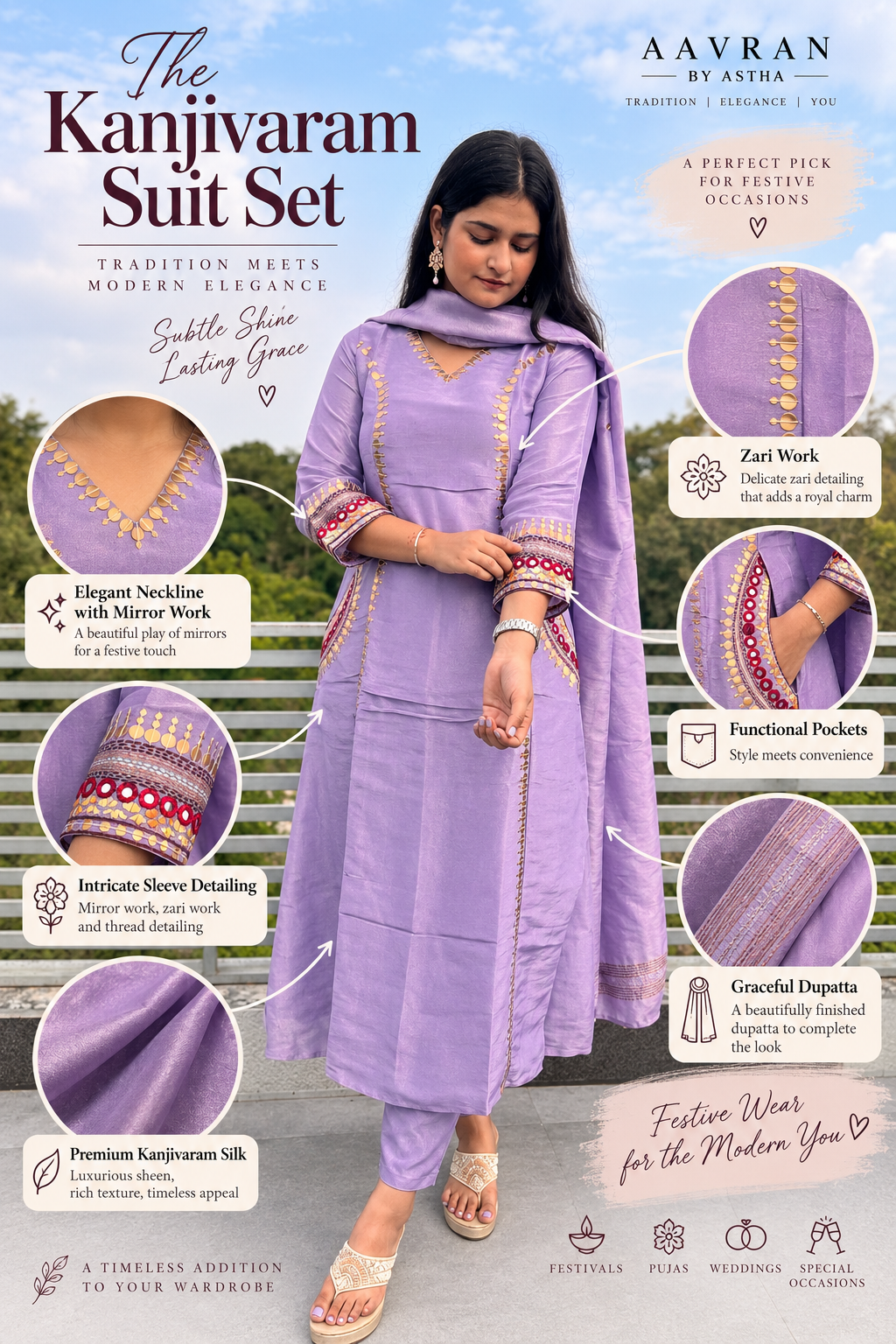 Leela : Beautiful Kanjivaram pocket suit set