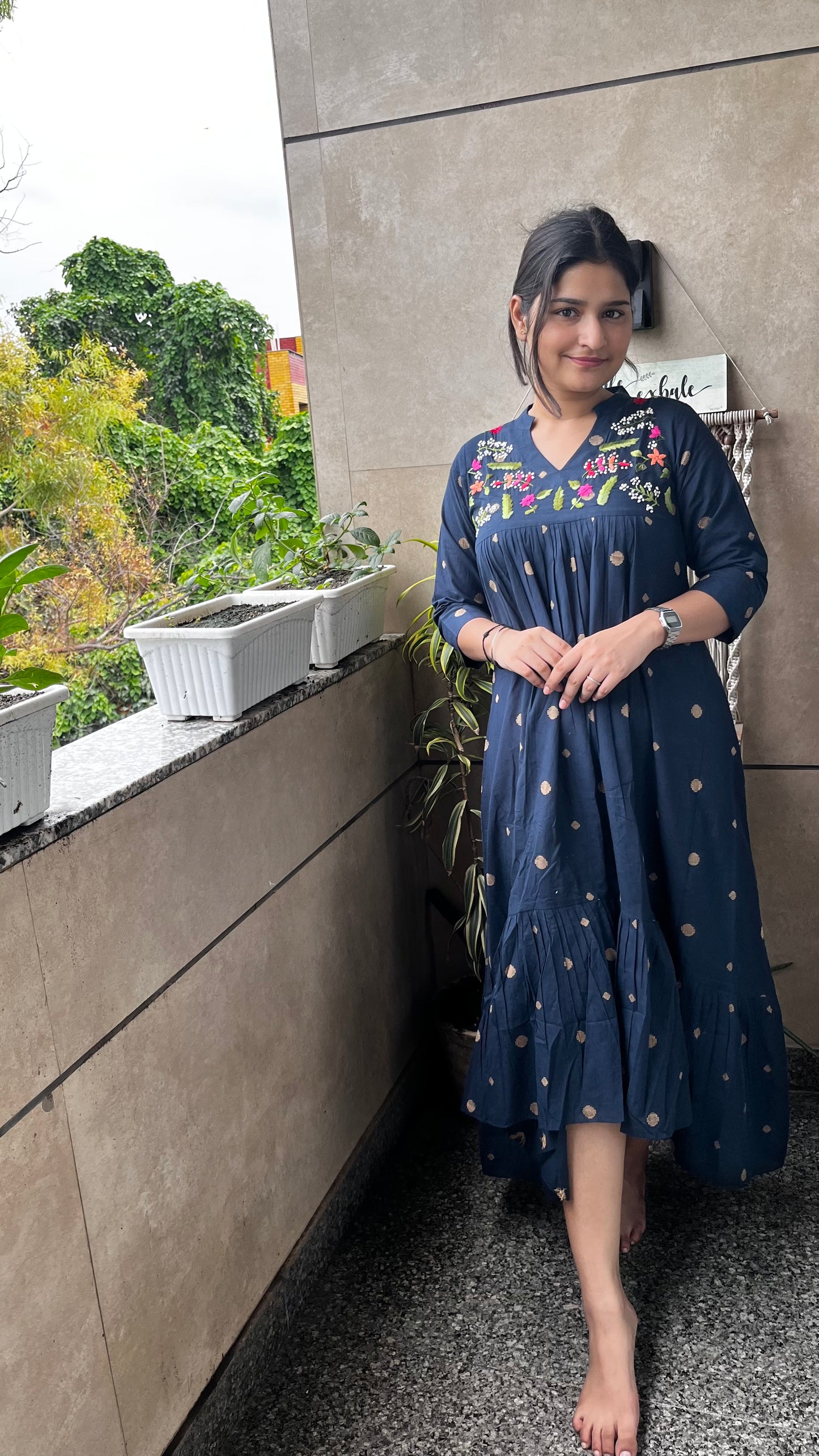 Alia high Low pattern dress