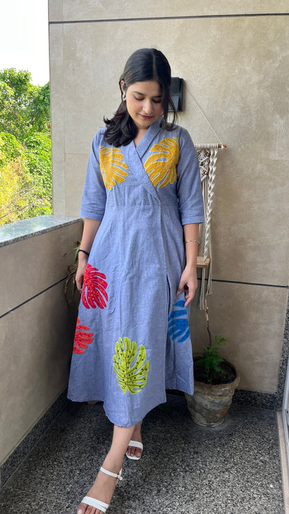 Leaf denim dress